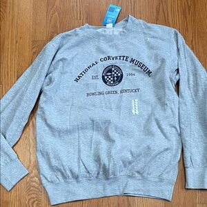 National Corvette Museum Gray Crewneck Sweater NWT